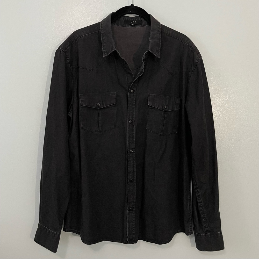 IRO Western Charcoal Black Cotton Shirt Size L